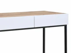 Vente-unique Escritorio consola con 2 cajones, blanco y natural - CEVANIA