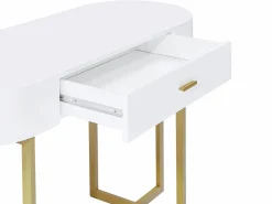 Discount Vente-unique Escritorio consola con 1 cajón de MDF lacado y metal y dorado - TORELI II Blanco