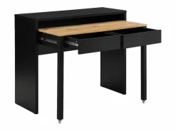 Vente-unique Escritorio consola extensible con 2 cajones en color negro y natural - LOAVIA