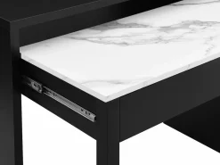 New Escritorio consola extensible con 2 cajones negro y efecto mármol blanco - LOAVIA Consola Escritorio|Consola