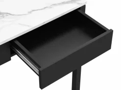 New Escritorio consola extensible con 2 cajones negro y efecto mármol blanco - LOAVIA Consola Escritorio|Consola