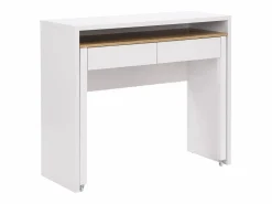 Vente-unique Escritorio consola extensible con 2 cajones en color blanco y natural - LOAVIA