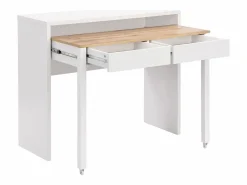 Vente-unique Escritorio consola extensible con 2 cajones en color blanco y natural - LOAVIA