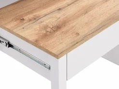 Vente-unique Escritorio consola extensible con 2 cajones en color blanco y natural - LOAVIA