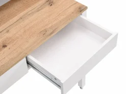 Vente-unique Escritorio consola extensible con 2 cajones en color blanco y natural - LOAVIA
