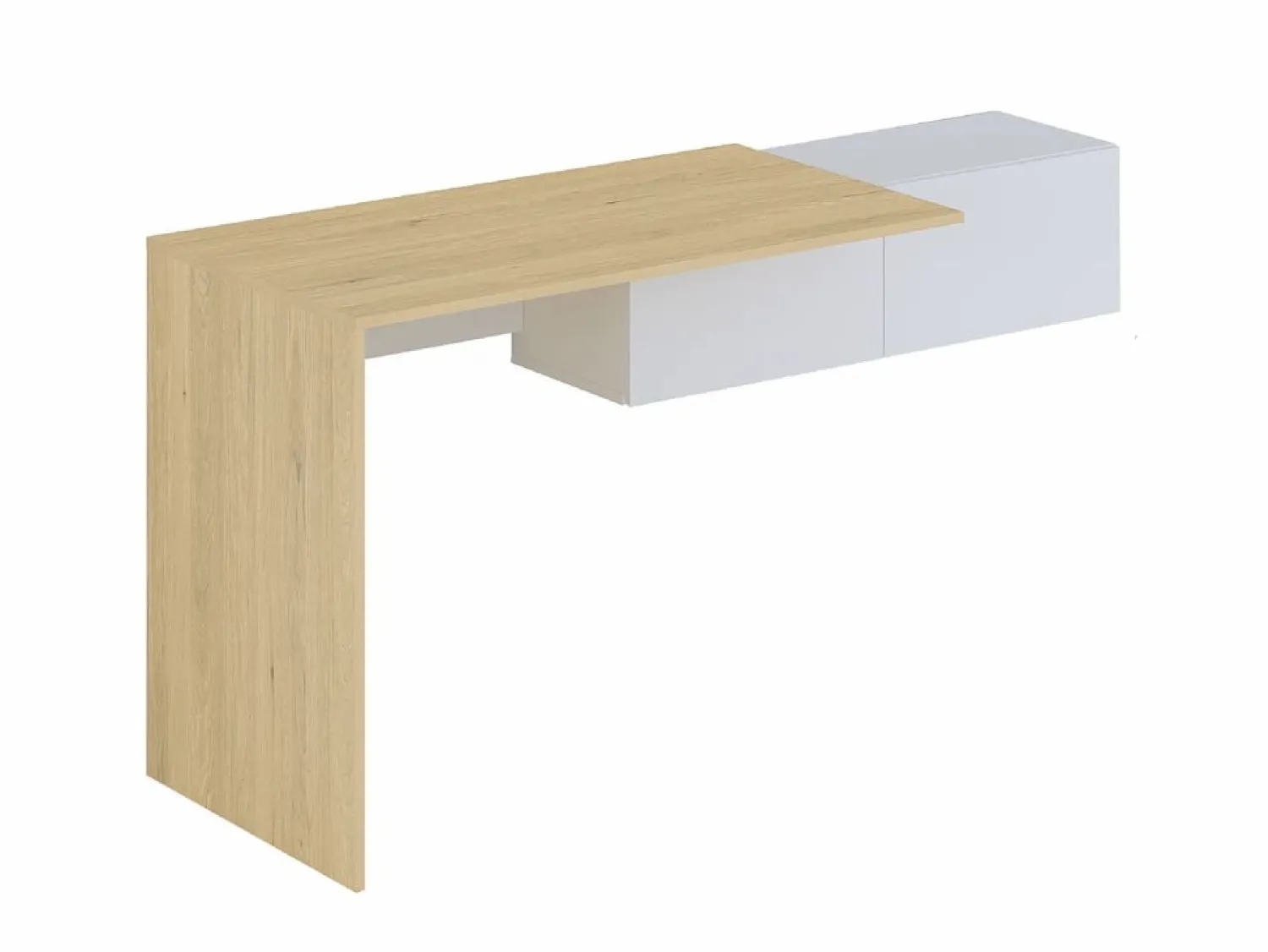 Online Escritorio consola flotante con 2 armarios color natural y blanco - MOLAWA Consola Escritorio|Consola
