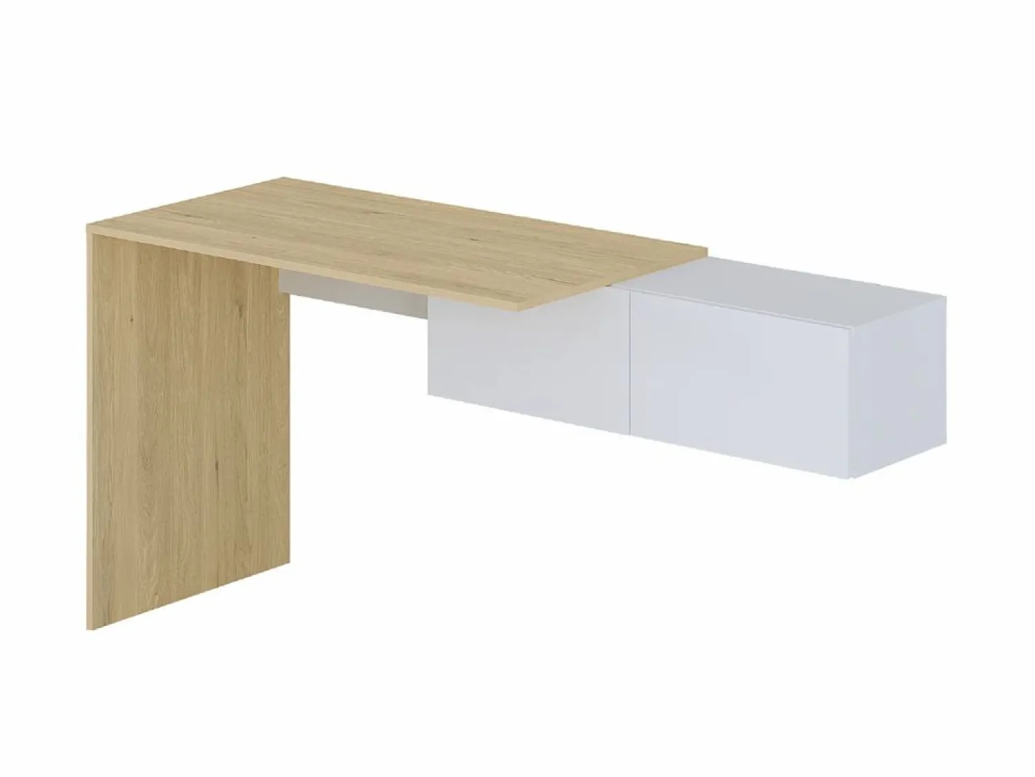 Online Escritorio consola flotante con 2 armarios color natural y blanco - MOLAWA Consola Escritorio|Consola