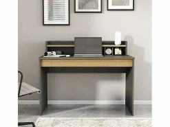 Discount Escritorio de diseño moderno color negro de madera con estante puerta abatible 120cm Heaton Escritorio Tradicional