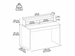 Discount Escritorio de diseño moderno color negro de madera con estante puerta abatible 120cm Heaton Escritorio Tradicional