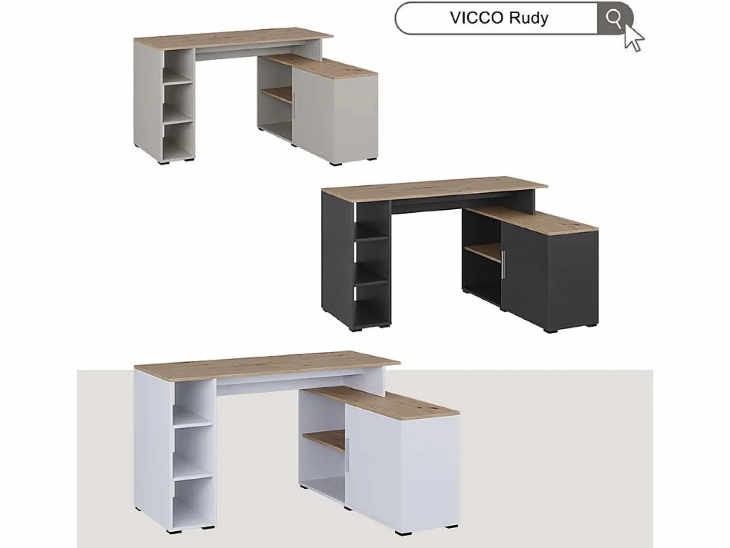 Vicco Escritorio de esquina /artesano 135x110x75.5 rudy