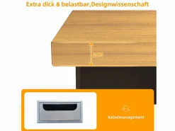 Hot Escritorio de esquina con caseta para mascotas integrada – 120x50 cm, MDF, flexible, diseño en L o lineal, y roble (120x50x72 cm) Negro