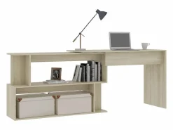 Sale Escritorio de esquina contrachapada color roble 200x50x76 cm ES164979 Marru00f3n
