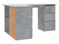 Clicnbuy Escritorio de esquina contrachapada hormigón 145x100x76 cm