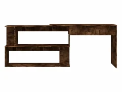 Clicnbuy Escritorio de esquina contrachapada roble ahumado 200x50x76 cm Marru00f3n