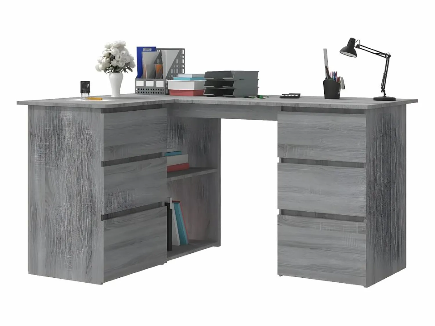 Discount Clicnbuy Escritorio de esquina contrachapada Sonoma 145x100x76 cm Gris