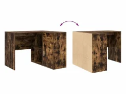 Clicnbuy Escritorio de Esquina con cajón Roble ahumado 102 x 50 x 75 cm
