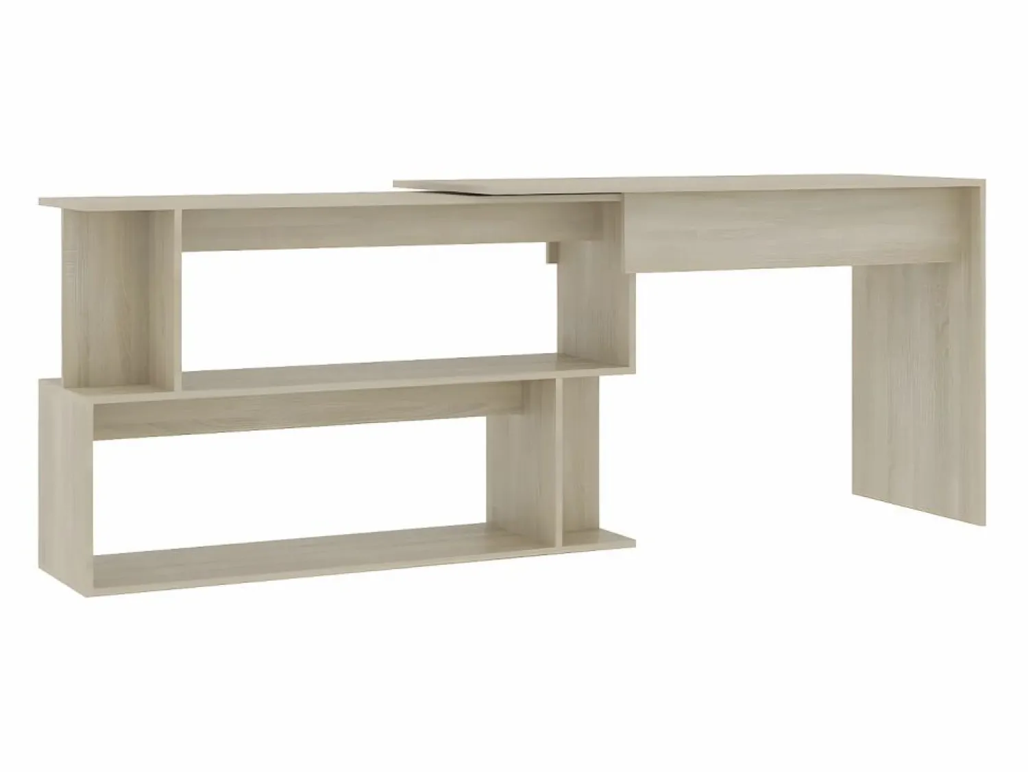 Clicnbuy Escritorio de esquina contrachapada color roble 200x50x76 cm