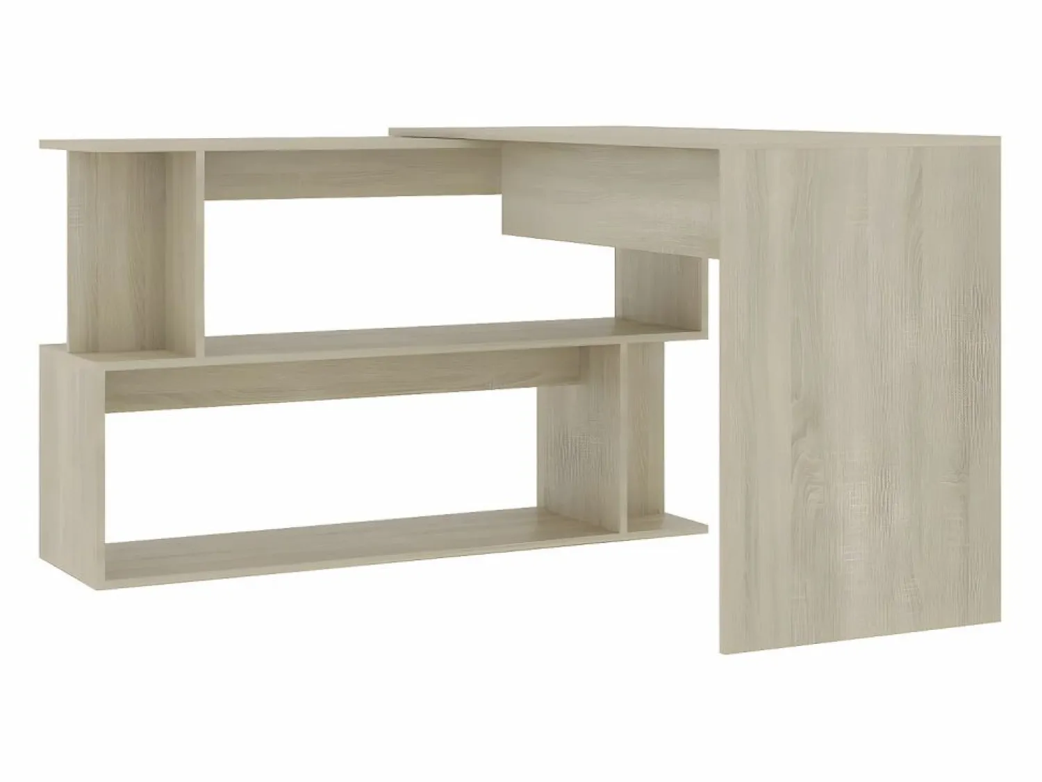 Clicnbuy Escritorio de esquina contrachapada color roble 200x50x76 cm