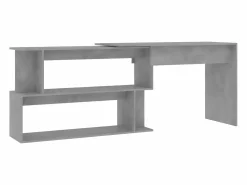 Clicnbuy Escritorio de esquina contrachapada hormigón 200x50x76 cm