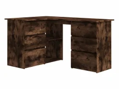 New Clicnbuy Escritorio de esquina contrachapada roble ahumado 145x100x76cm Marru00f3n