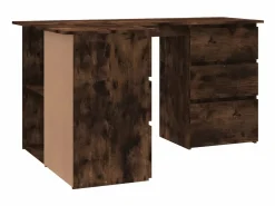 New Clicnbuy Escritorio de esquina contrachapada roble ahumado 145x100x76cm Marru00f3n