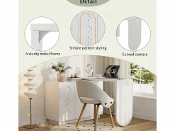 Best Escritorio de esquina extensible - con 3 puertas en MDF - función giratoria - - 110x40x75cm Mesa De Ordenador