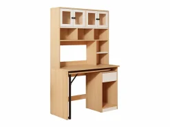 Outlet Escritorio de esquina extensible con tablero giratorio, gran espacio de almacenamiento integrado, en MDF natural claro - 110x55x180cm Mesa De Ordenador