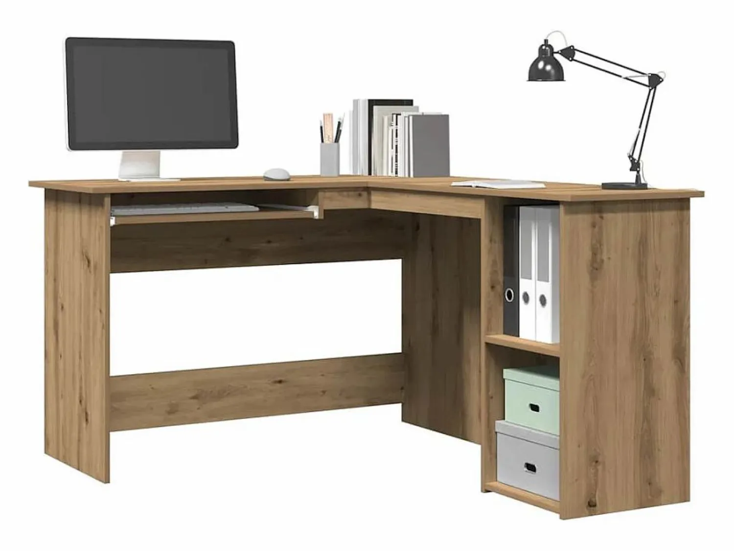 Clicnbuy Escritorio de esquina madera contrachapada 120x140x75 cm