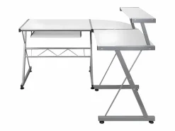 Clicnbuy Escritorio de esquina madera contrachapada 132x112x99 cm Blanco