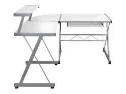 Clicnbuy Escritorio de esquina madera contrachapada 132x112x99 cm Blanco