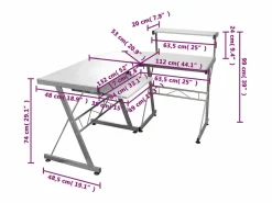 Clicnbuy Escritorio de esquina madera contrachapada 132x112x99 cm Blanco