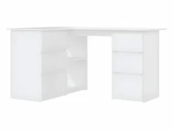 Hot Clicnbuy Escritorio de esquina madera contrachapada 145x100x76 cm Blanco