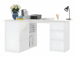 Hot Clicnbuy Escritorio de esquina madera contrachapada 145x100x76 cm Blanco