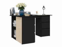 Outlet Escritorio de esquina 145x100x76 cm Madera de ingeniería Negro