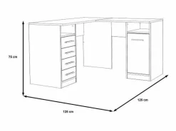 Escritorio de esquina TOLEDE con 1 puerta y 4 cajones - - L 125 x P 125 x H 75 cm