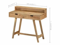 Outlet vidaxl Escritorio de madera de mango rugosa 100x45x90 cm Color natural claro