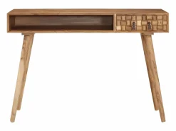Clicnbuy Escritorio de madera maciza de acacia 115x50x76 cm