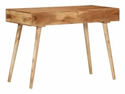Clicnbuy Escritorio de madera maciza de acacia 115x50x76 cm