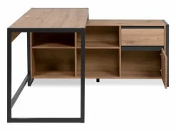 Escritorio de oficina moderno "Denver" esquinero reversible roble antracita