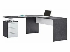 Sale Web furniture Escritorio de oficina moderno con cómoda de 3 cajones New Selina Report 180x160 cm Gris antracita