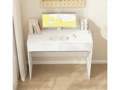 ESCRITORIO DE ORDENADOR MODERNO CON 2 CAJONES MESA DE TOALET 100 CM