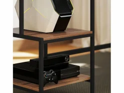 Escritorio de ordenador con estantes, soporte para monitor, cajón y soporte para impresora, MDF, marrón (150x48x125 cm)