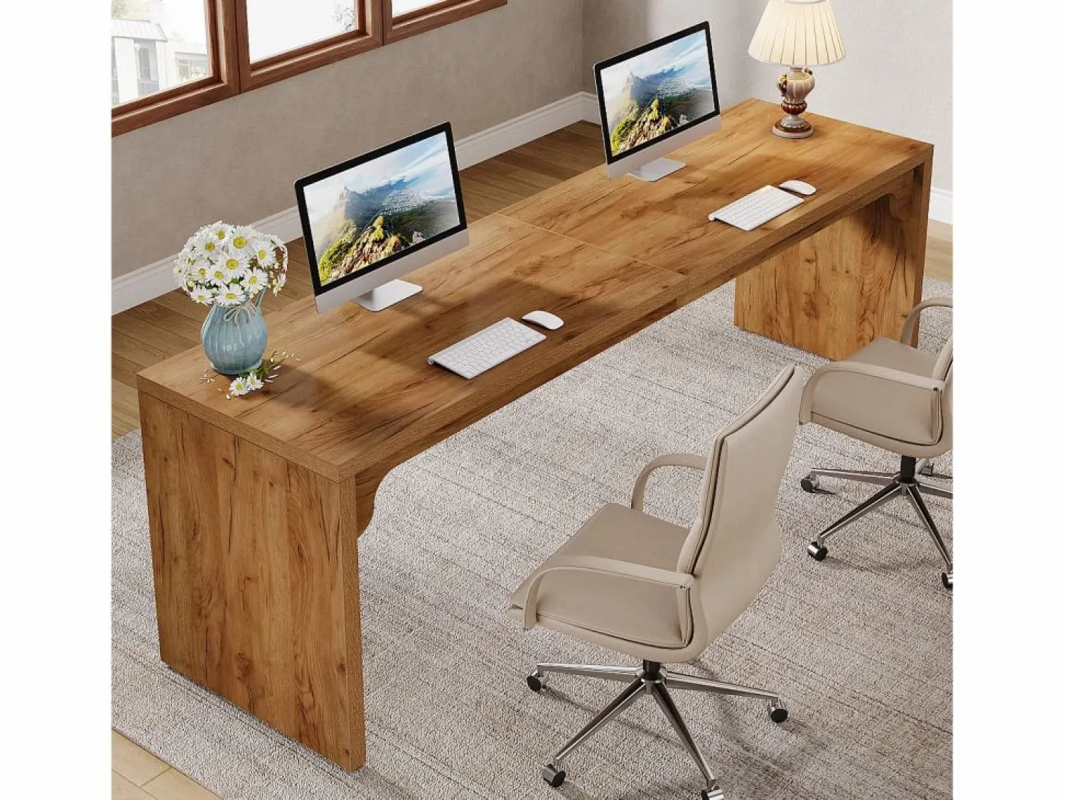 Hot Tribesigns Escritorio de ordenador de 180 cm de largo, escritorio de madera extra largo para puesto de trabajo Marru00f3n