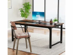 Best Tribesigns Escritorio de ordenador moderno, 160 x 80 cm, Gran escritorio, Mesa de ordenador, Escritorio de estudio, Puesto de trabajo para oficina en casa, Rústico/Negro Marru00f3n