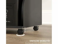 Online Escritorio de ordenador móvil, con bandeja para teclado, 3 estantes, acero, (80x48x75 cm) Mesa Gaming