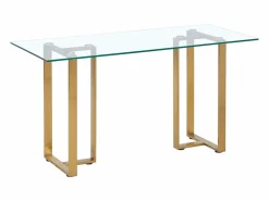 Best Vente-unique Escritorio de vidrio templado acero inoxidable transparente y dorado - NILESA de Pascal Morabito Transparente / Dorado