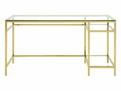 Escritorio design con 2 estanterías de cristal templado y acero dorado - TIZIO Escritorio Tradicional