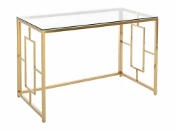Vente-unique Escritorio design de cristal templado transparente y acero - CLOTILDE