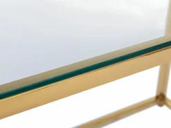 Vente-unique Escritorio design de cristal templado transparente y acero - CLOTILDE