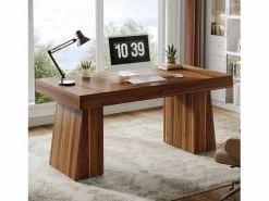 Outlet Escritorio ejecutivo de 140 cm, escritorio de oficina doméstica de estilo moderno del siglo XX con base de doble trapecio Mesa De Ordenador